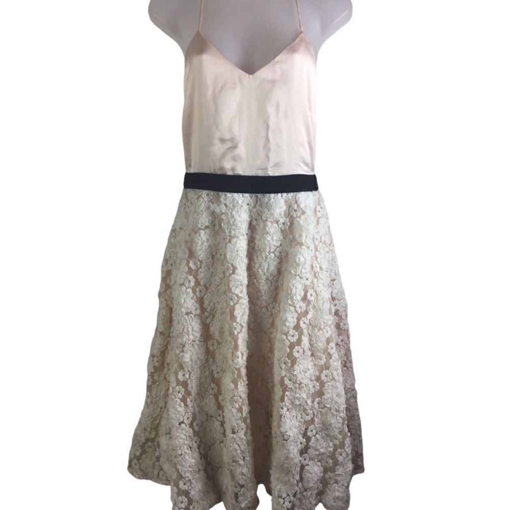 English Factory Floral Lace Blush Pink Spaghetti Strap Dress